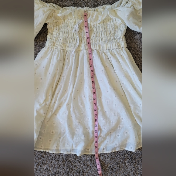 STUNNING LEMON LADY DAISY PUFF SLEEVE RUFFLE RUCHED mini dress - Picture 9 of 10